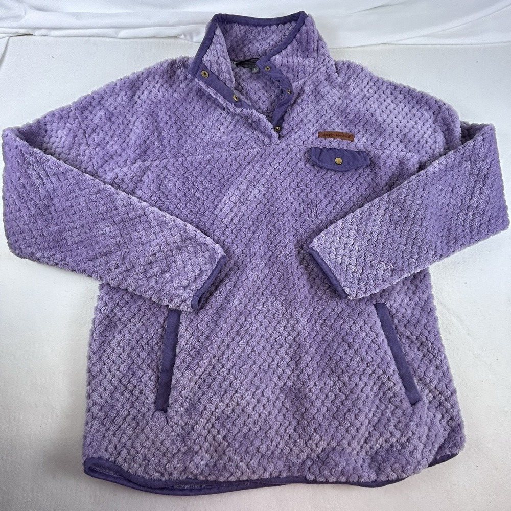 Simply Southern Sherpa Pullover Women's L 1/4 Snap Textured Fleece Lavender